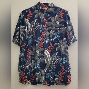 Tropical Print Button-Up Shirt